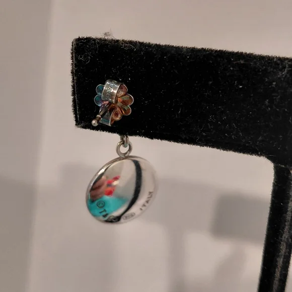 Tiffany Silver Disc Drop Dangle Earrings - Picture 6 of 8